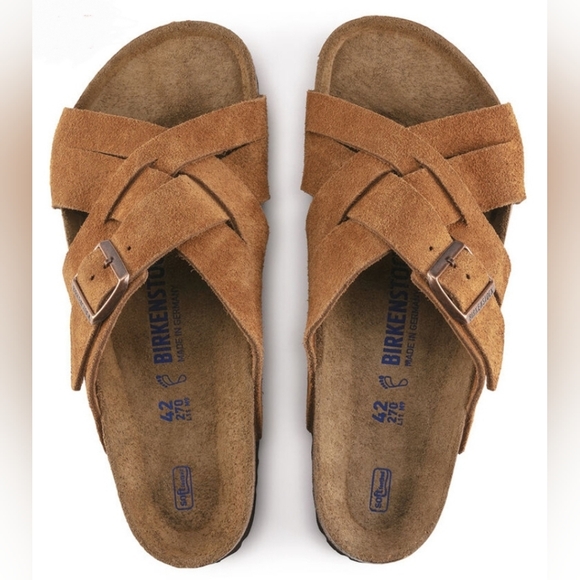 Birkenstock Shoes - Birkenstock Lugano Soft Footbed Mink Suede Leather Women's Sandals Size 5.5